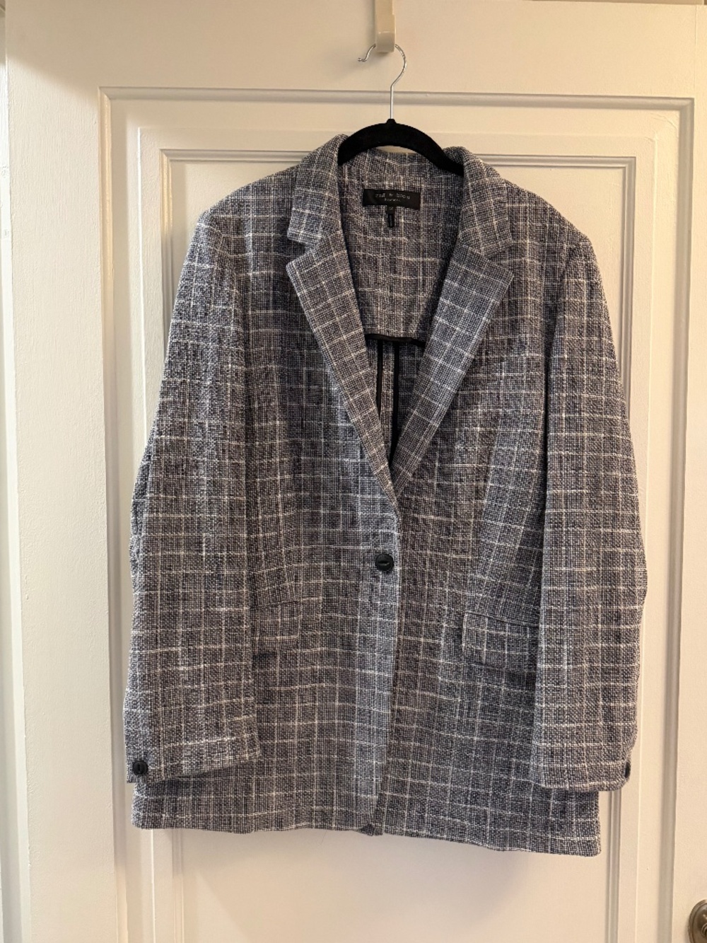Rag N Bone checked cotton-blend tweed blazer sz 12
